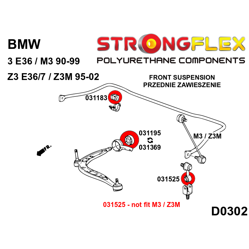 036135A: Front suspension bush kit SPORT